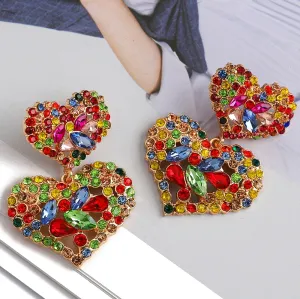 Elegant Sweet Modern Double Heart Dangle Earrings For Women
