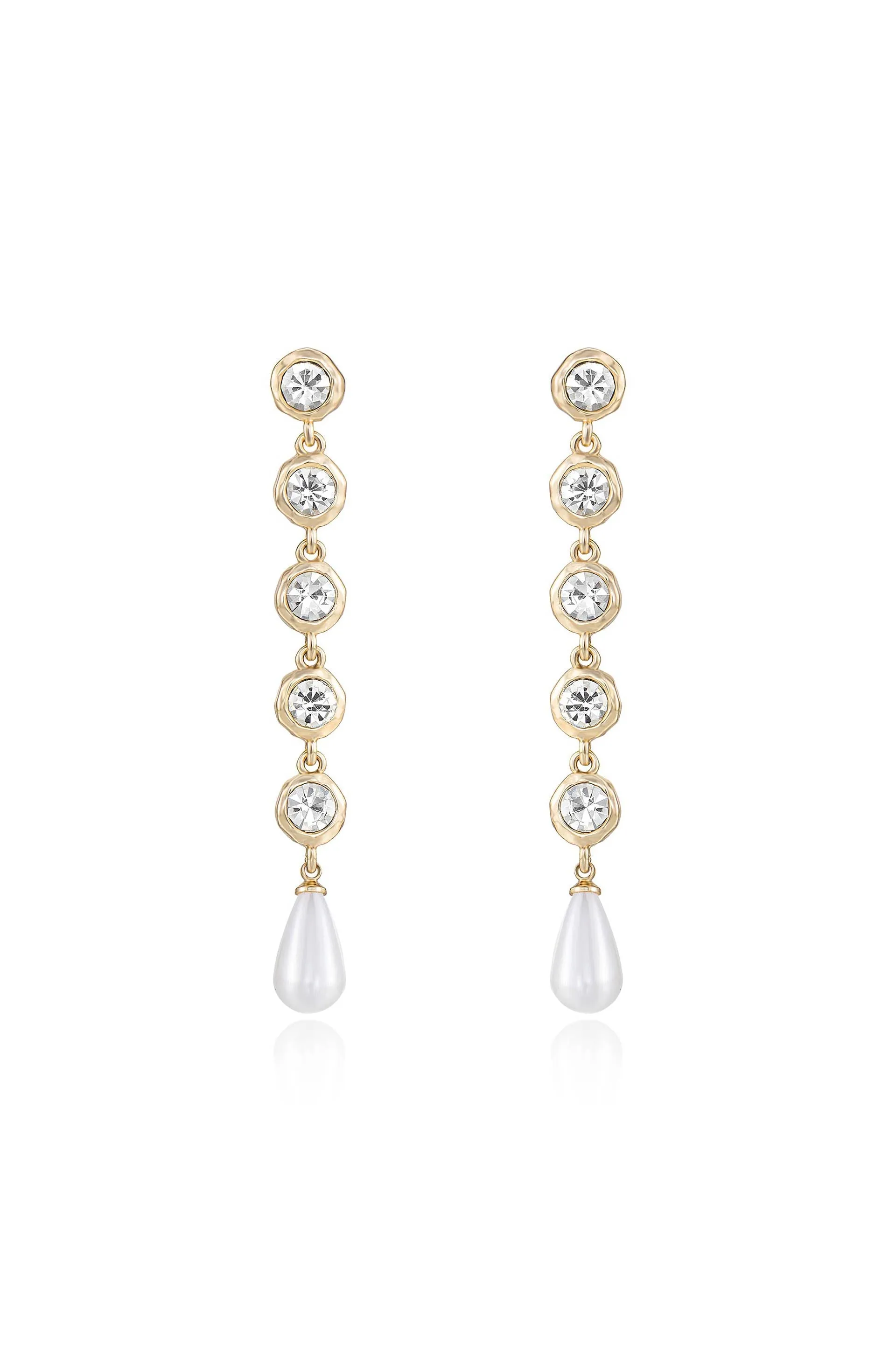 Elegantly Modern Crystal and Pearl Dangle Earrings