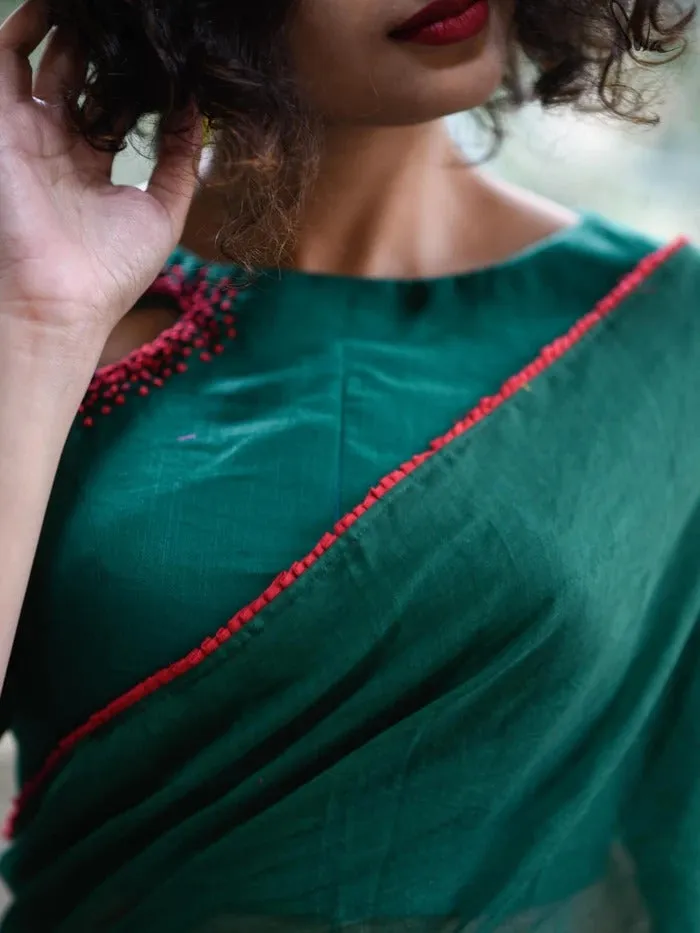 Emerald and Ruby Color Saree