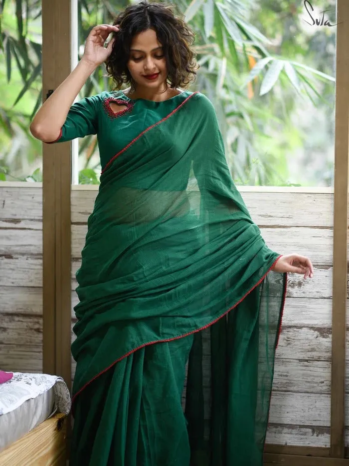 Emerald and Ruby Color Saree