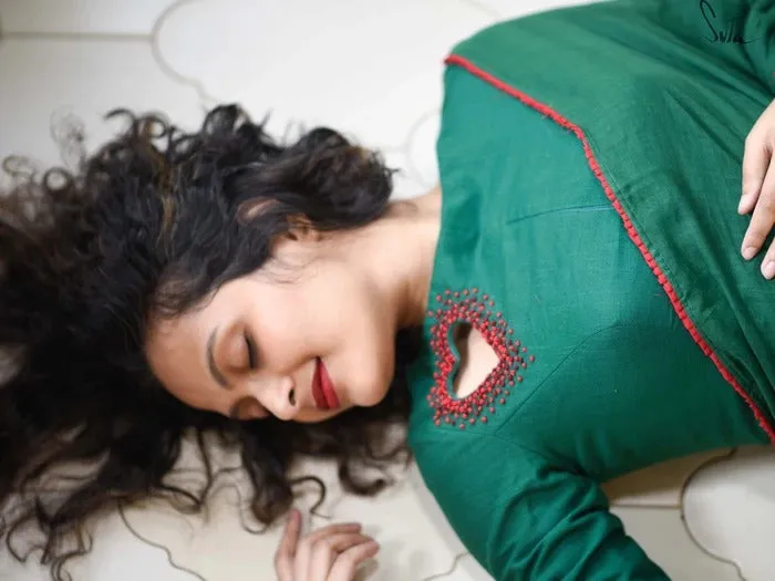 Emerald and Ruby Color Saree