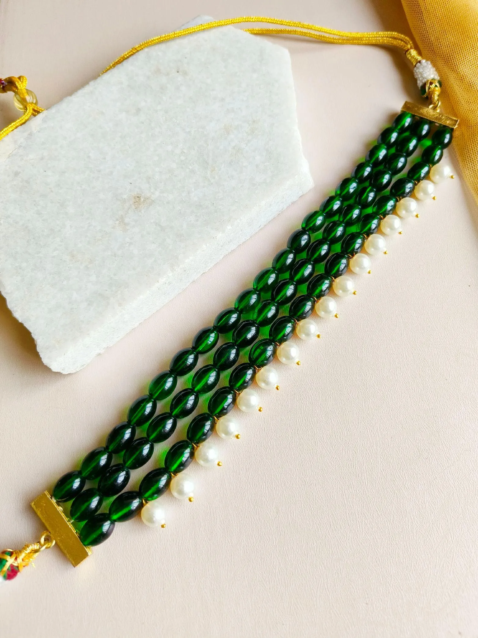 Emerald Harmony Choker Necklace Set | Sarichka