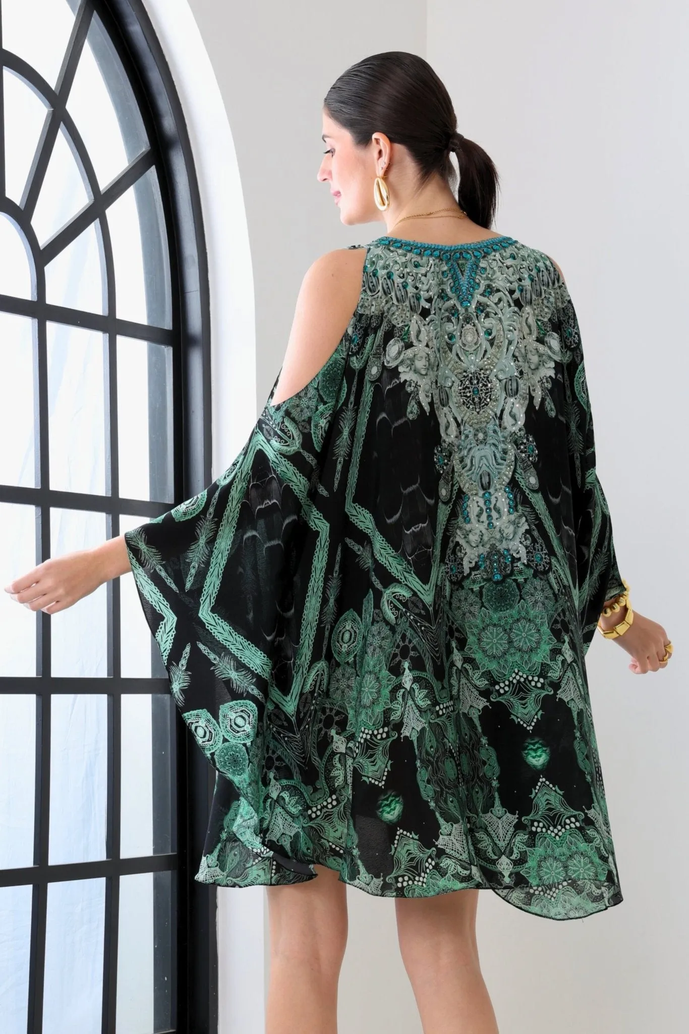EMERALD OASIS KAFTAN DRESS