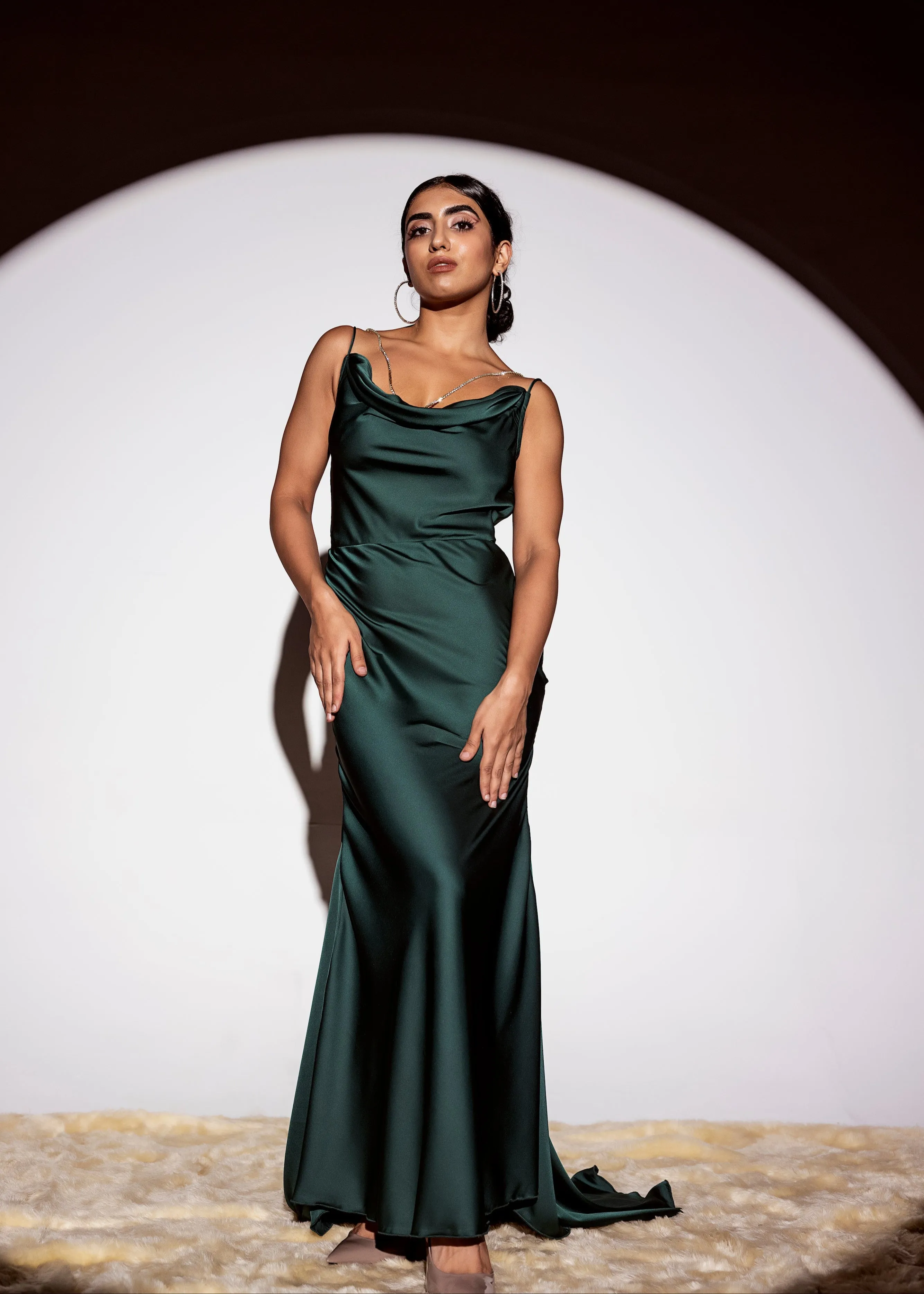 Esmerelda Emerald Armani Satin Slip Gown