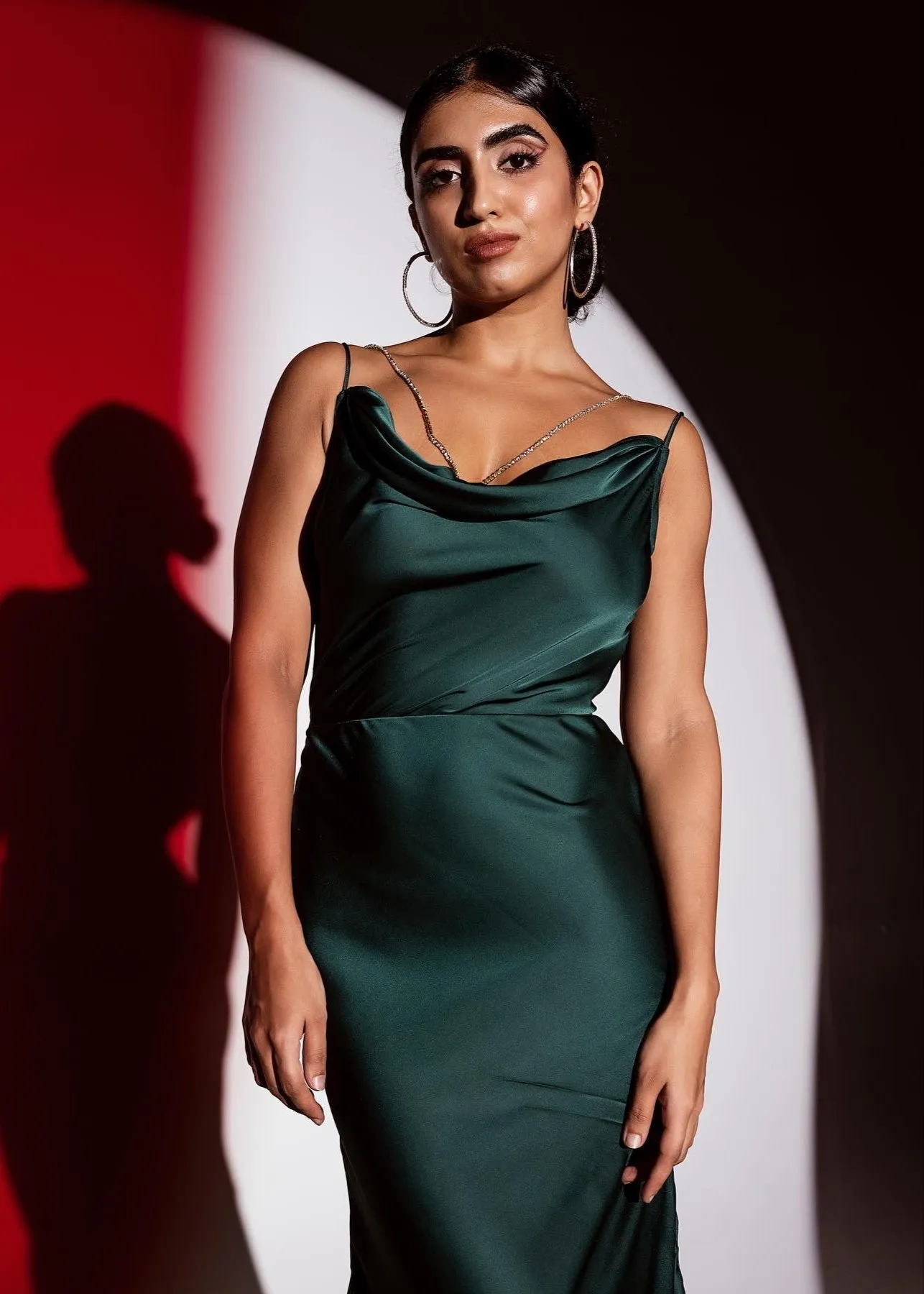 Esmerelda Emerald Armani Satin Slip Gown