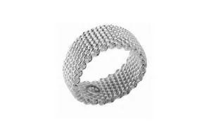 Fashion chain mesh silver plated ring
