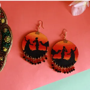 Folklore Modern Multi Color Hand Painted Drop (Earrings) HP-ER-062
