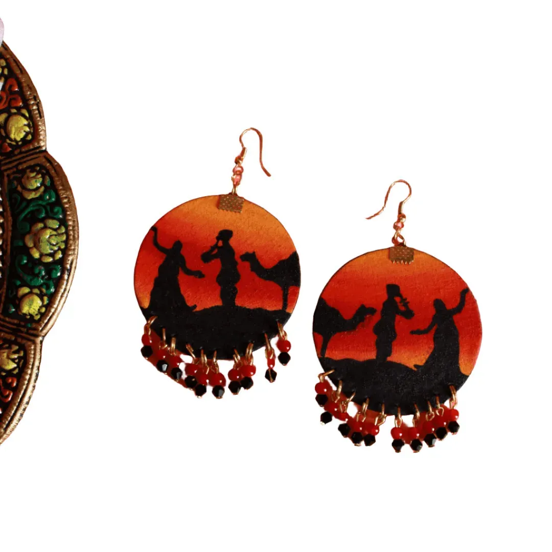 Folklore Modern Multi Color Hand Painted Drop (Earrings) HP-ER-062