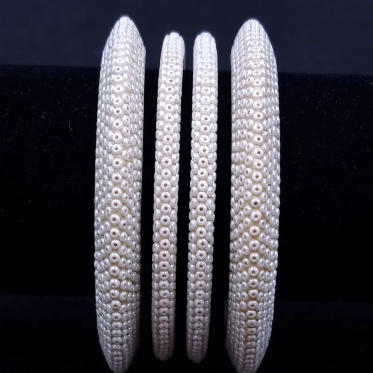 French hand beaded pearl bangles. (2.8)