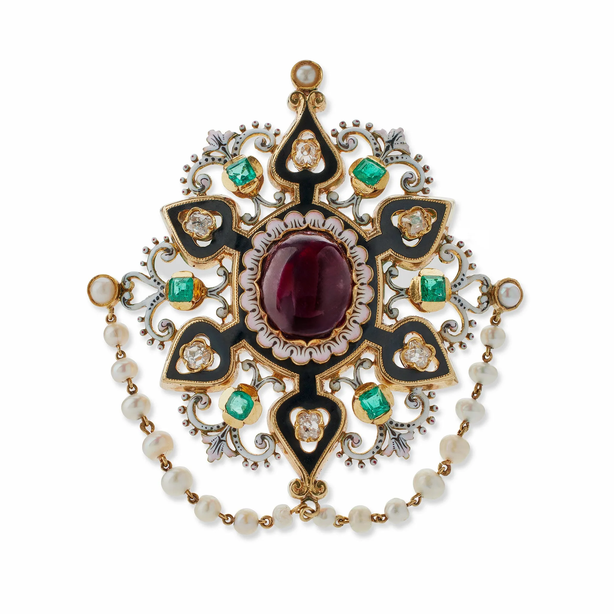 French Renaissance Revival "Holbeinesque" Demi-Parure