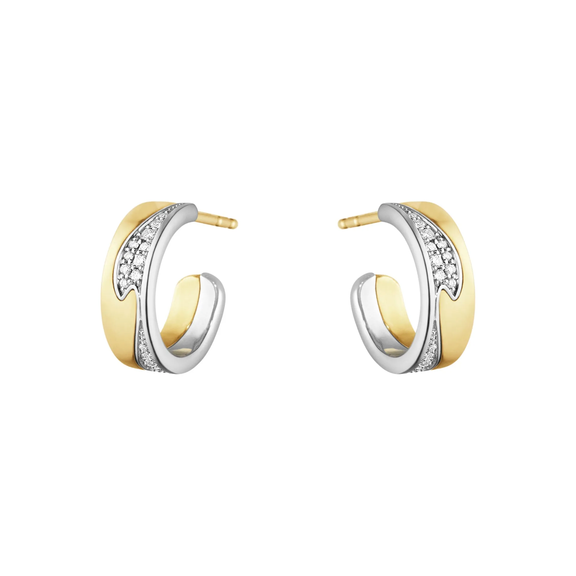 Fusion 18K White Gold & Gold Hoops w. Diamonds 0.18 ct
