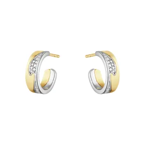 Fusion 18K White Gold & Gold Hoops w. Diamonds 0.18 ct