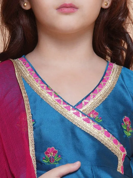 Girls Cute Blue Ethnic and Traditional Kurta & Pajama, Dupatta Dress