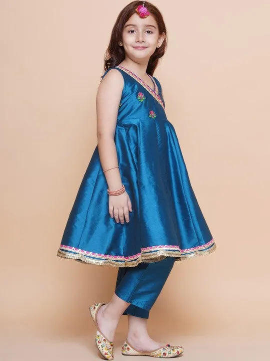 Girls Cute Blue Ethnic and Traditional Kurta & Pajama, Dupatta Dress