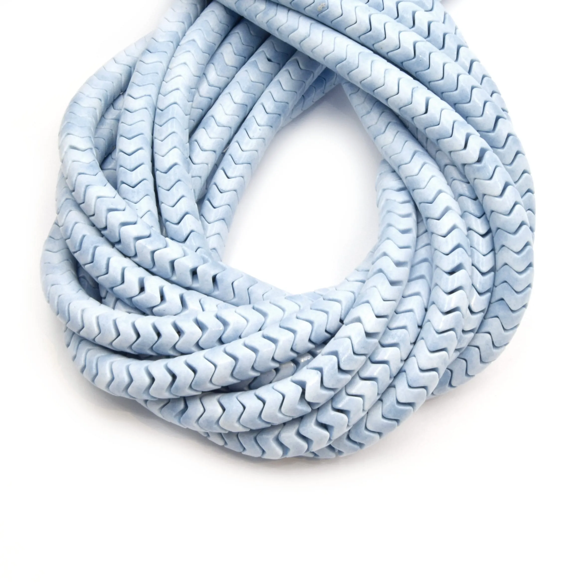 Glass Heishi Beads | Dyed Wavy Heishi Shaped Beads | Mint White Brown Gray Blue Red Lavender