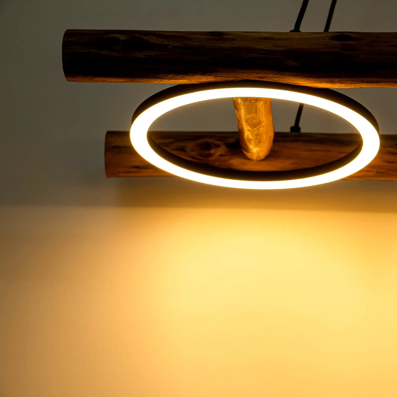 Glowlings 3-Light Vintage 43"Wide Rectangular LED Linear Wooden Pendant Light Island Light