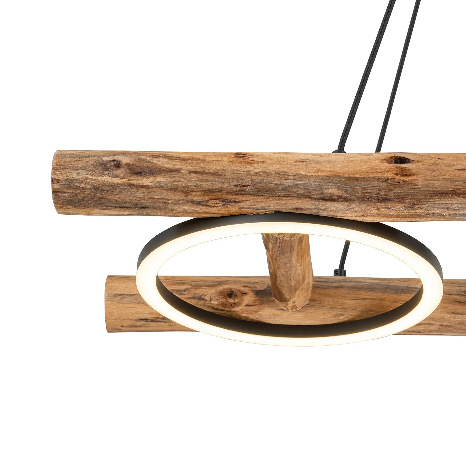 Glowlings 3-Light Vintage 43"Wide Rectangular LED Linear Wooden Pendant Light Island Light