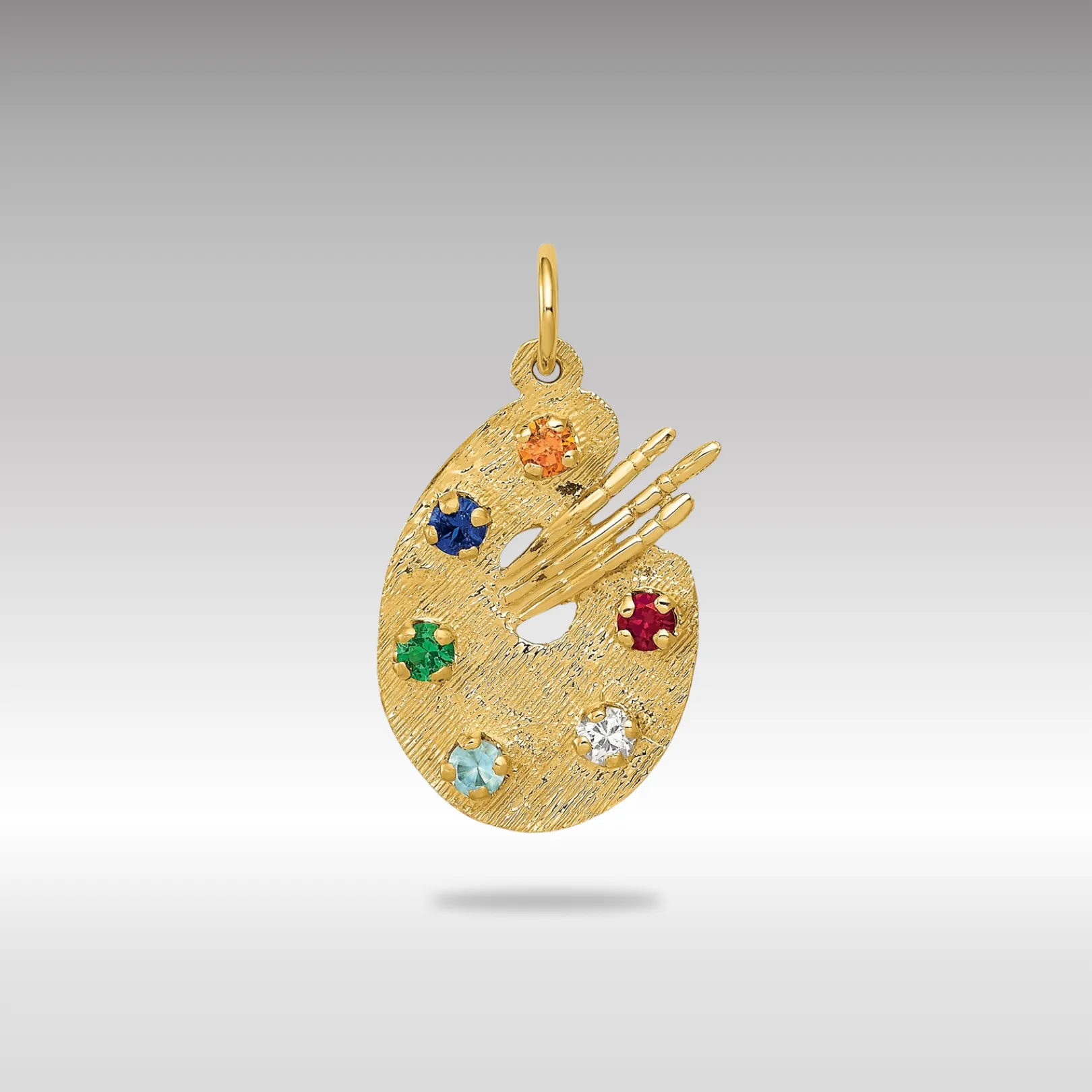 Gold CZ Stones Artist Palette Necklace Pendant