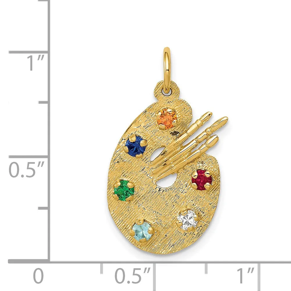 Gold CZ Stones Artist Palette Necklace Pendant