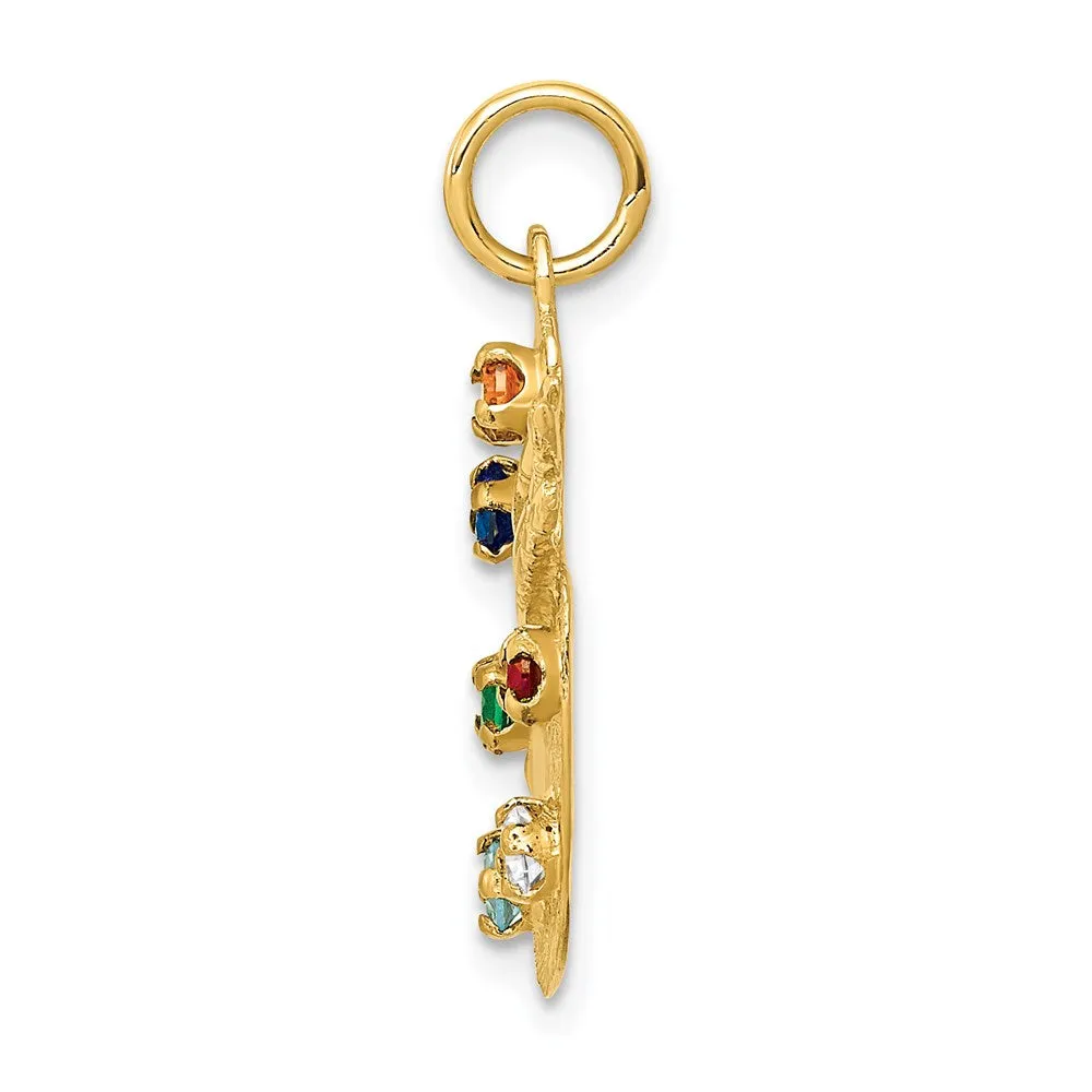 Gold CZ Stones Artist Palette Necklace Pendant