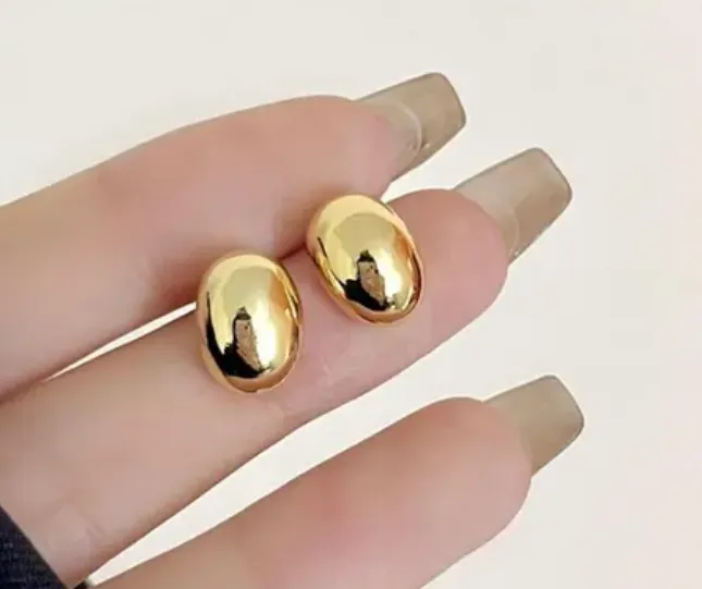Golden Oval Earrings
