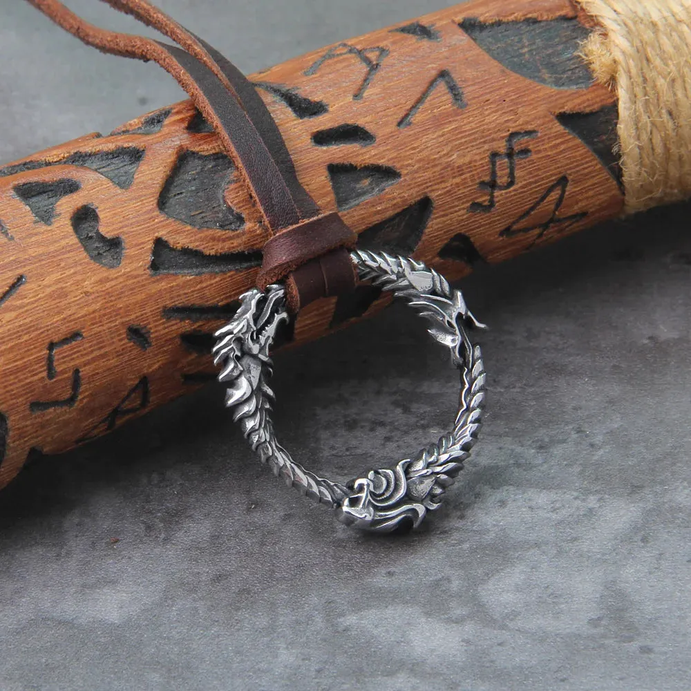 Goth Infinity Ouroboros Norse Dragon Viking Necklace