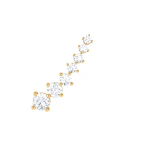 Graduated Style Moissanite Crawler Earring for Helix Piercing