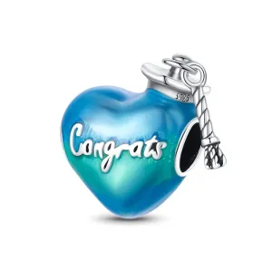 Graduation Congrats Blue Cap Heart Charm