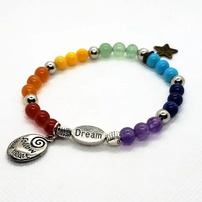 Handmade Beaded Chakra Gemstone Bracelet - Dream Charm
