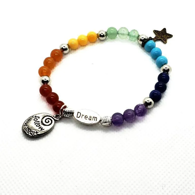 Handmade Beaded Chakra Gemstone Bracelet - Dream Charm