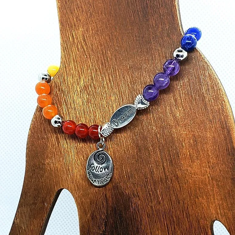 Handmade Beaded Chakra Gemstone Bracelet - Dream Charm