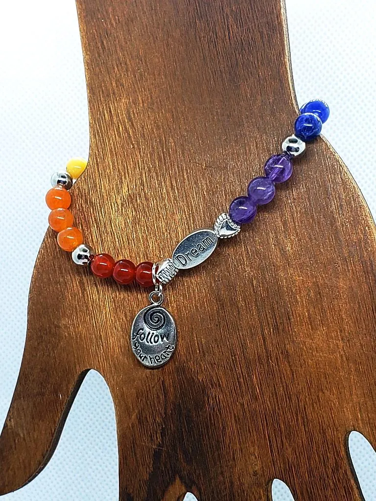 Handmade Beaded Chakra Gemstone Bracelet - Dream Charm