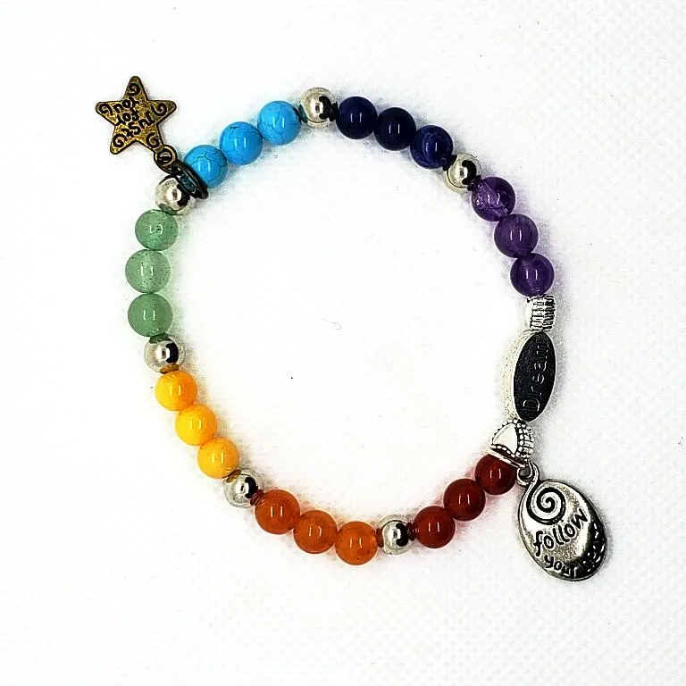Handmade Beaded Chakra Gemstone Bracelet - Dream Charm