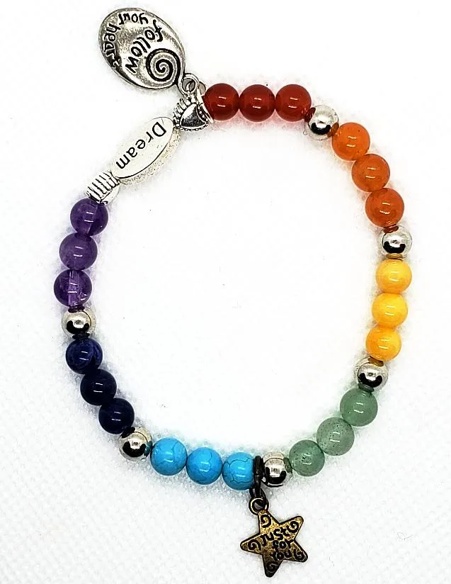 Handmade Beaded Chakra Gemstone Bracelet - Dream Charm