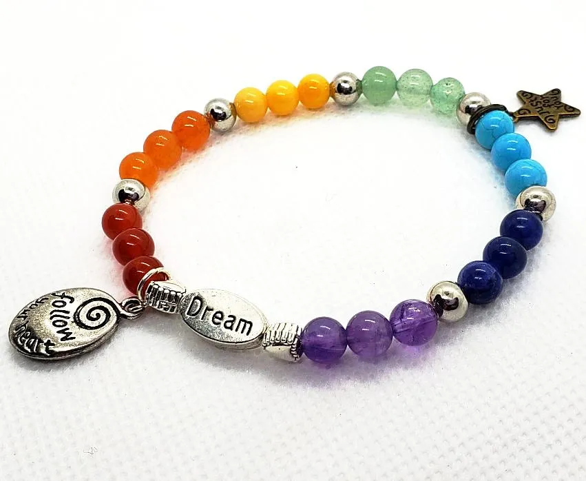 Handmade Beaded Chakra Gemstone Bracelet - Dream Charm