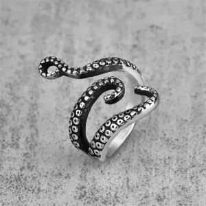 High Quality Fashion Men Rings Silver Color Stainless Steel Vintage Octopus Style Irregular Pattern Trendy Accessories