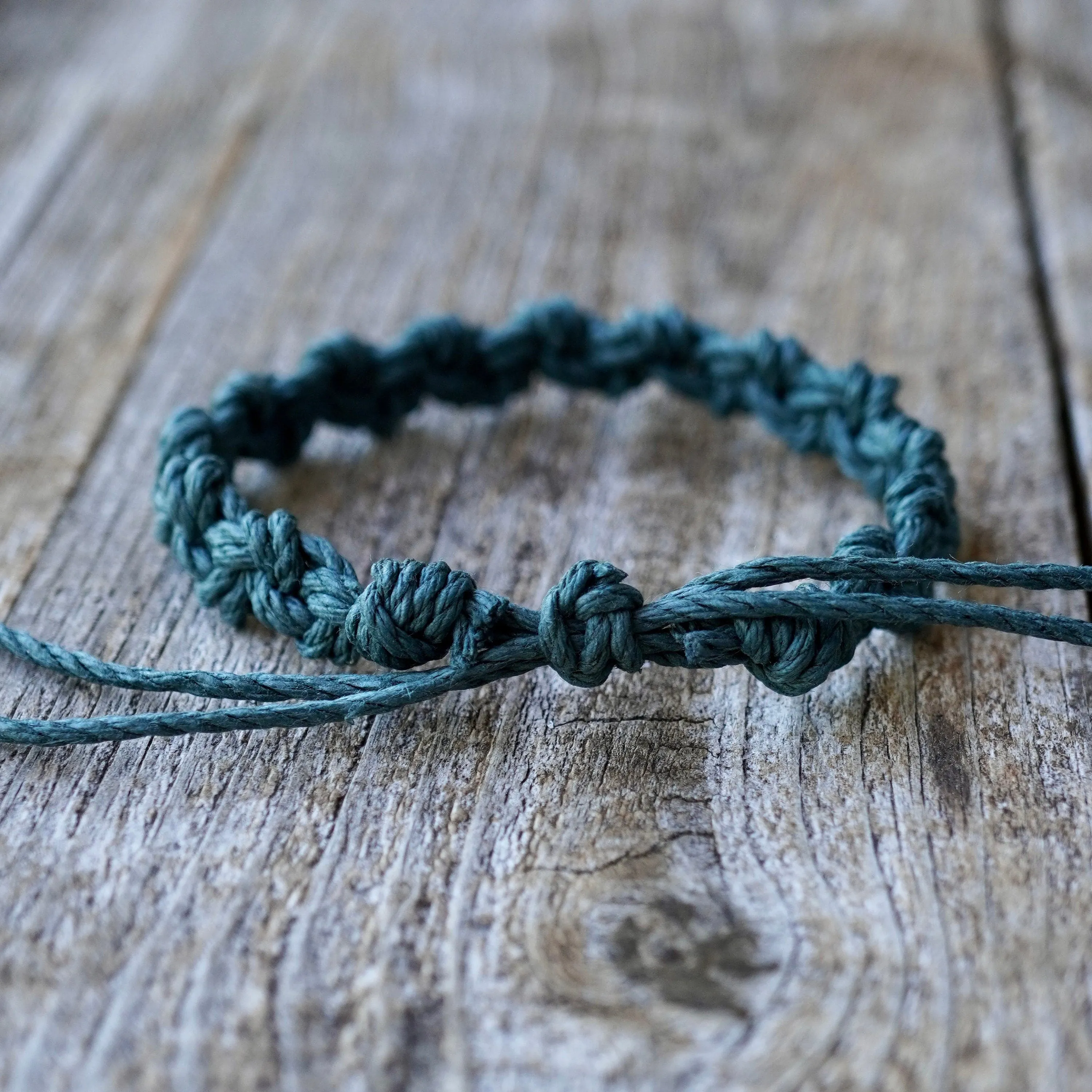 Hillsboro, Teal Macrame Bracelet, Thick Hemp Braided Bracelet