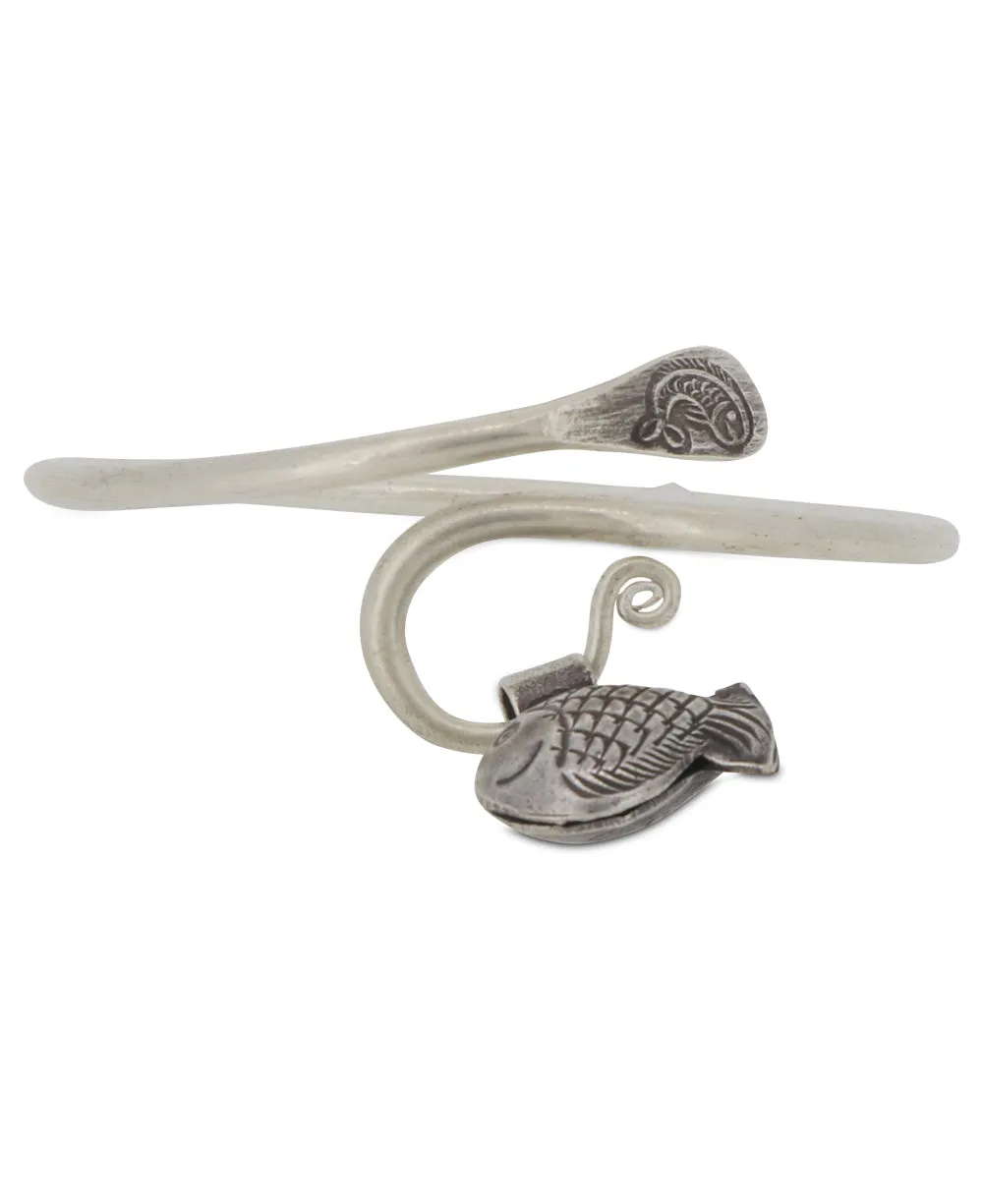 Hilltribe Sterling Silver Fish Charm Bracelet with Gentle Bell Rattle