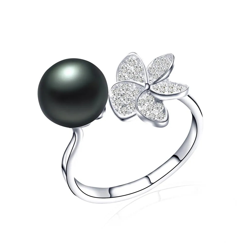 Hot Selling Purple 925 Sterling Silver Ring 100% Genuine Freshwater Pearl Jewelry 4 colors Available Fine Jewelry