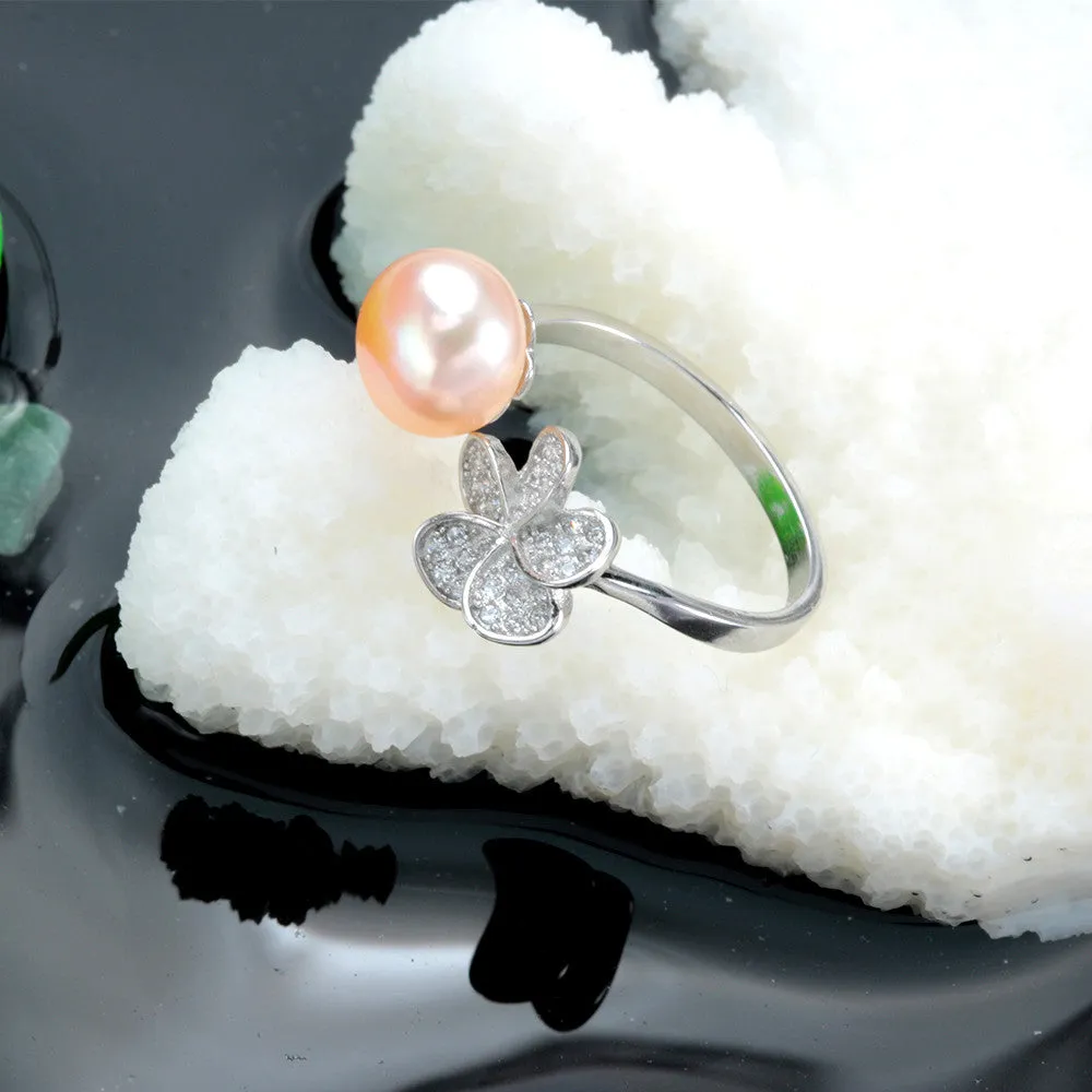 Hot Selling Purple 925 Sterling Silver Ring 100% Genuine Freshwater Pearl Jewelry 4 colors Available Fine Jewelry