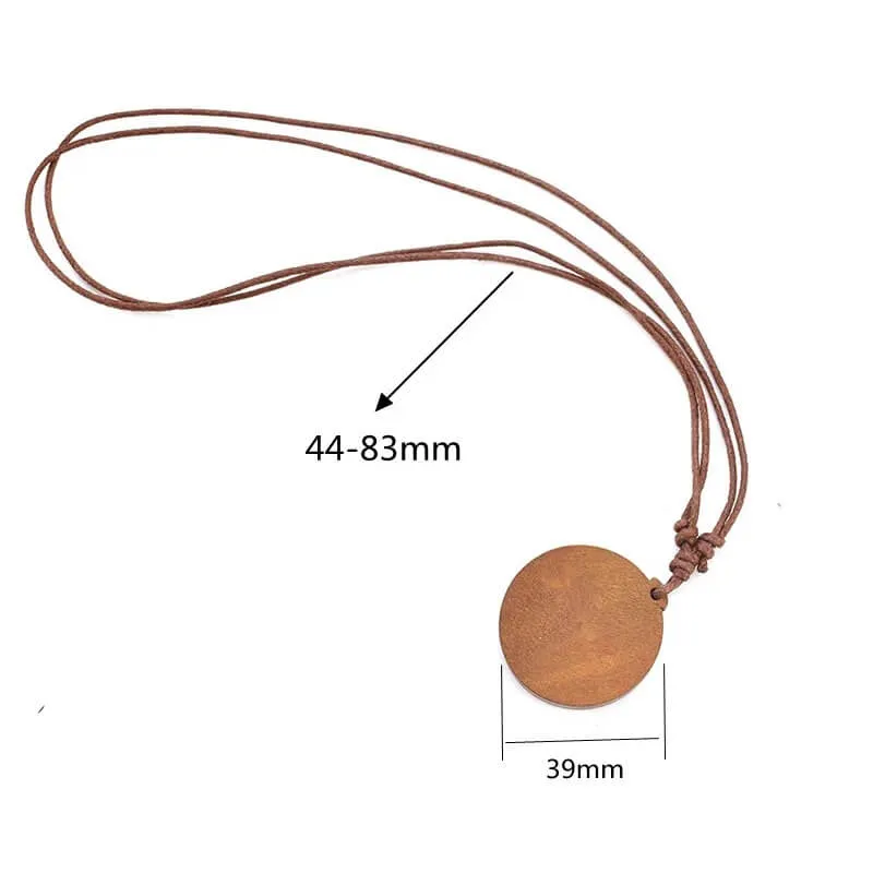 Howling Wolf At Night Round Wood Necklace