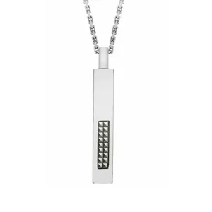 Hoxton London' Men's Sterling Silver Pyramid Marcasite-Set Drop Adjustable Necklace