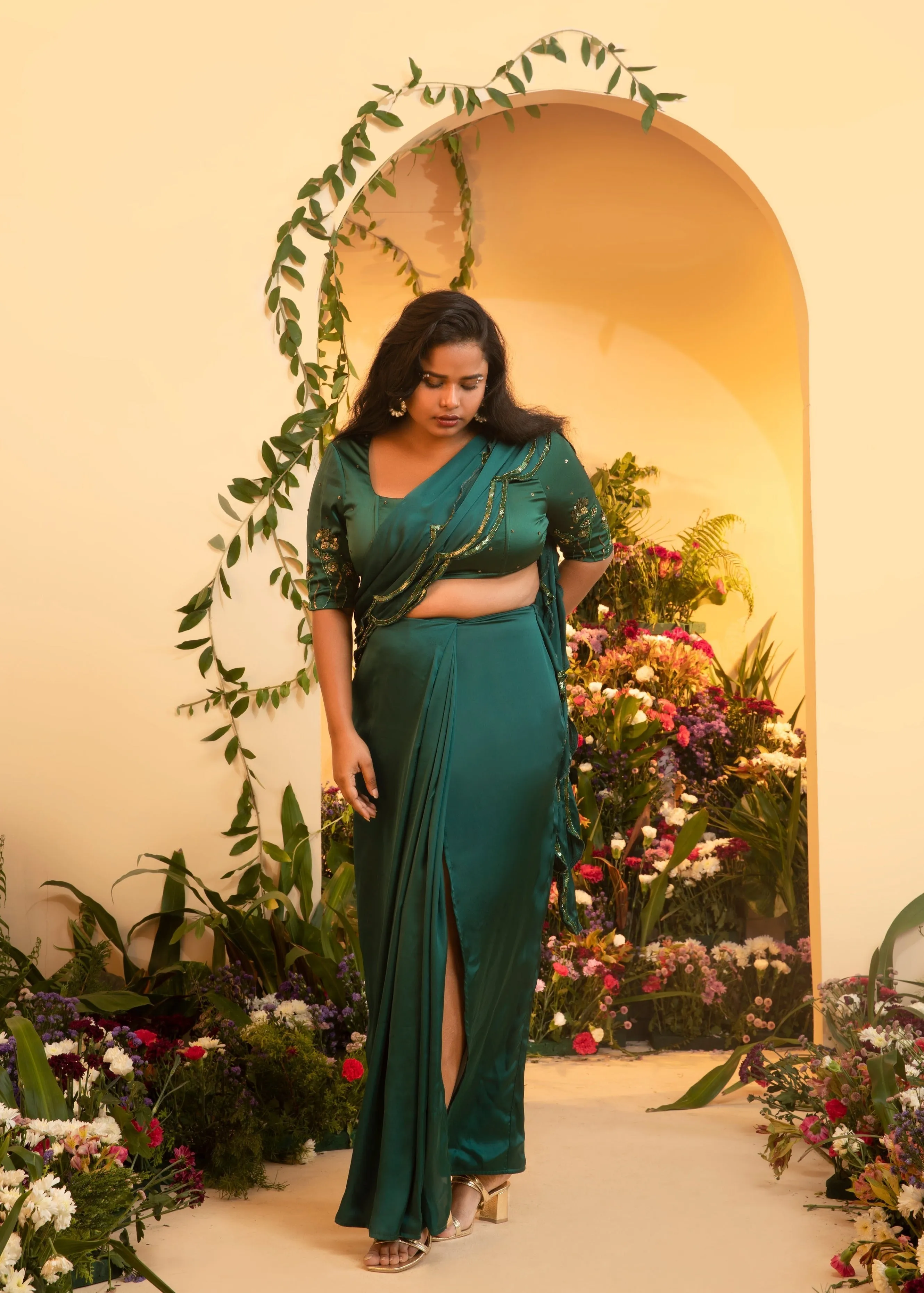 Ila Emerald Embroidered Corset Blouse