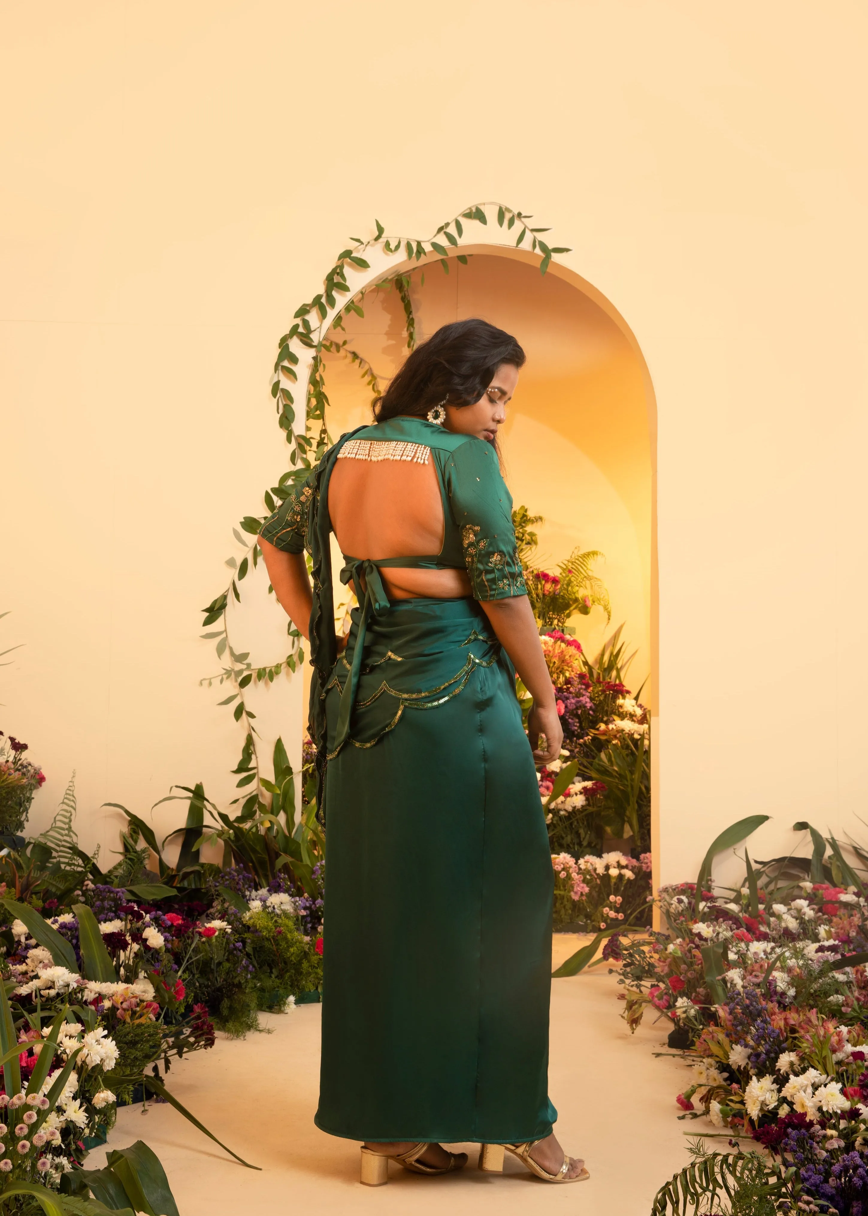 Ila Emerald Embroidered Corset Blouse