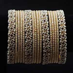 Indian style faux pearl bangles with  traditional designer kangan