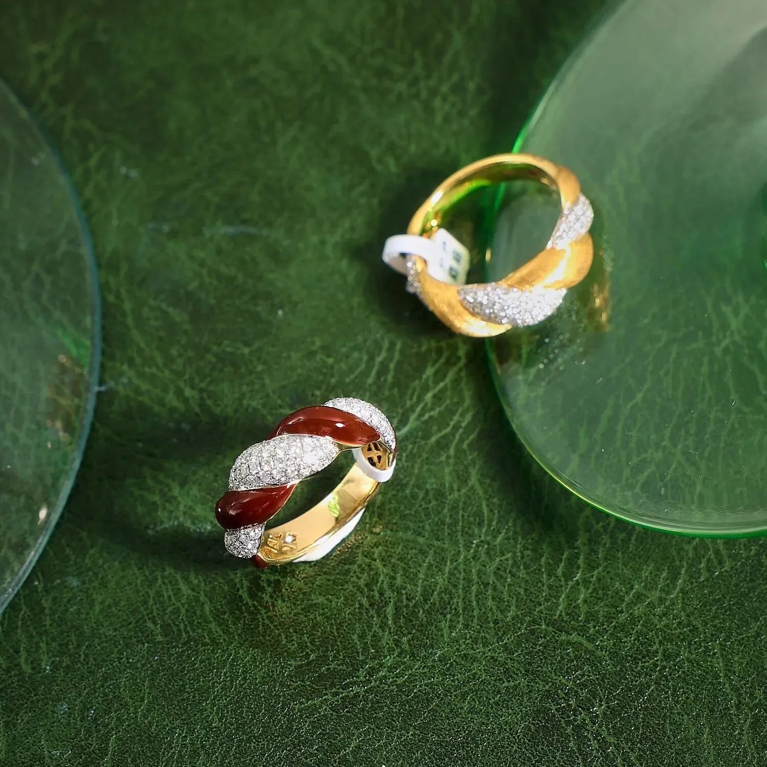 Italian Retro Jewelry Plated 18K Gold Color Rings