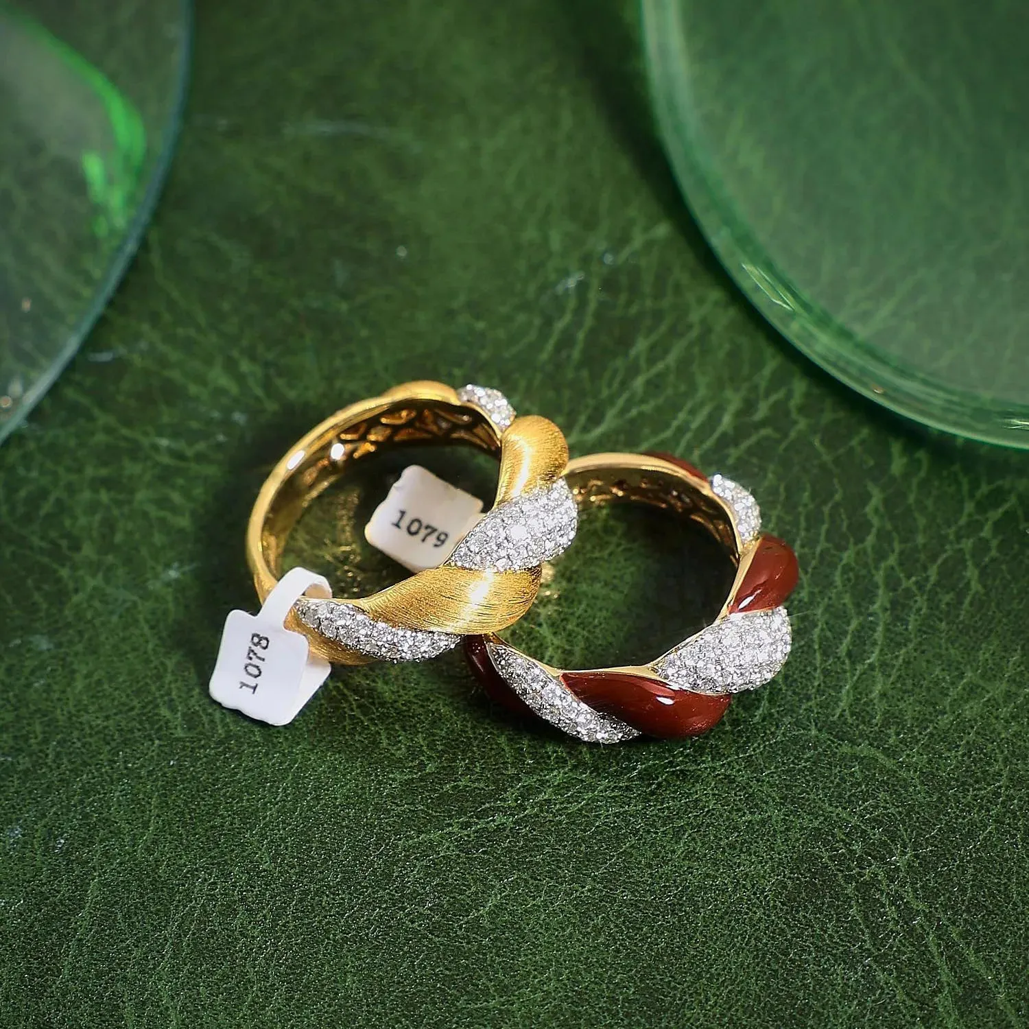 Italian Retro Jewelry Plated 18K Gold Color Rings