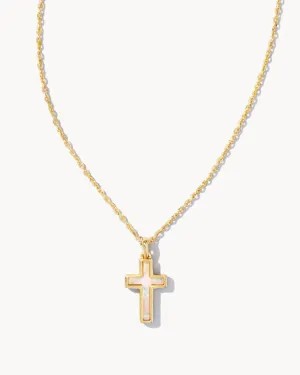 Kendra Scott Cross Pendant Necklace in Gold Opal