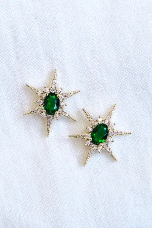 Kinsey Designs Faye Ornate Starburst Stud in Emerald