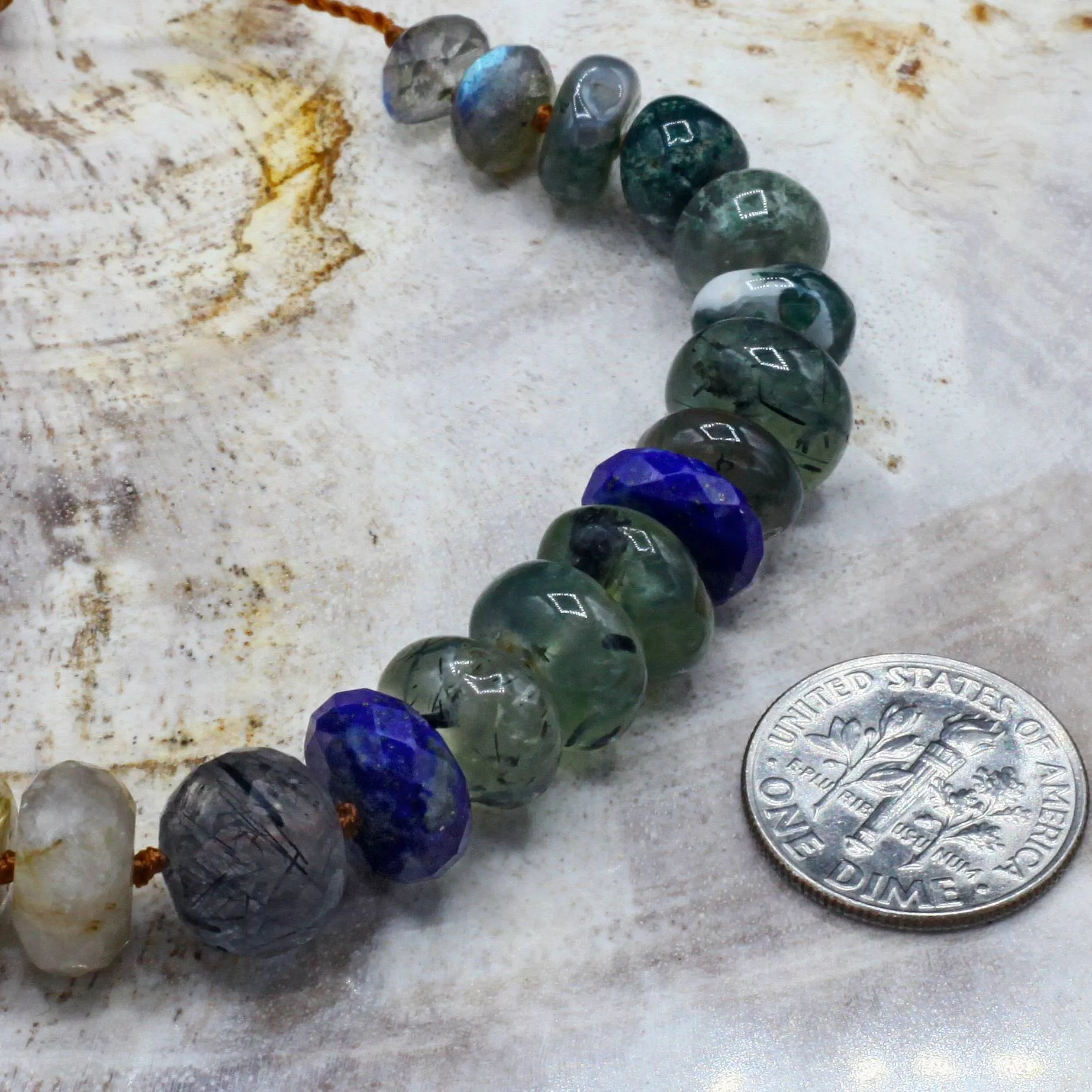 Lapis, Pyrite   Chrysoprase Gemstone Tassel Bracelet
